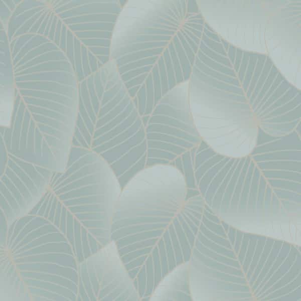 Graphic Leaves Light Green with Foil Accents Wallpaper