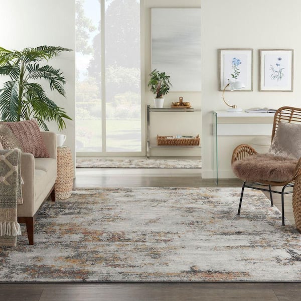 Tangra Grey/Multi 9 ft. x 12 ft. Abstract Geometric Contemporary Area Rug