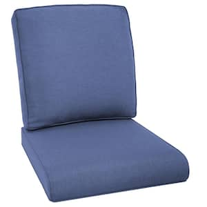 22 in. x 24 in. 2-Piece Deep Seating Outdoor Lounge Chair Replacement Cushion and Back Pillow in Blue