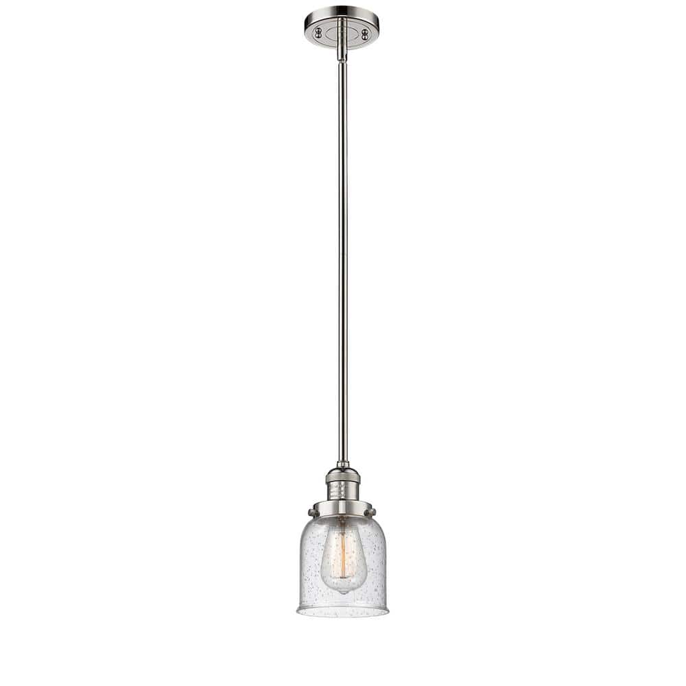 Polished Nickel Mini Pendant with Seedy Glass Shade