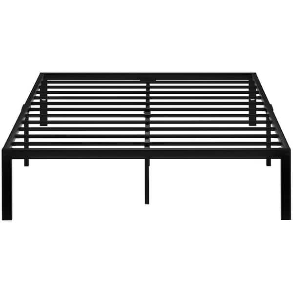 VECELO Queen Bed Frames No Box Spring Needed, Heavy Duty Metal Platform with Steel Slat, Easy Assembly, 60 in. W, Black, 9 Legs