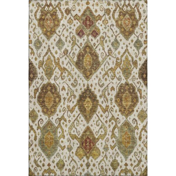 Mayfield Premium Machine Washable Abstract AMF2306 Ivory 5 ft. x 7 ft. 6 in. Area Rug