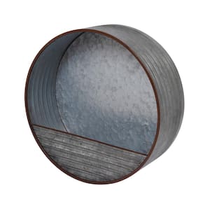 15.7 in. dia. Galvanized Metal Round Hanging Wall Planter