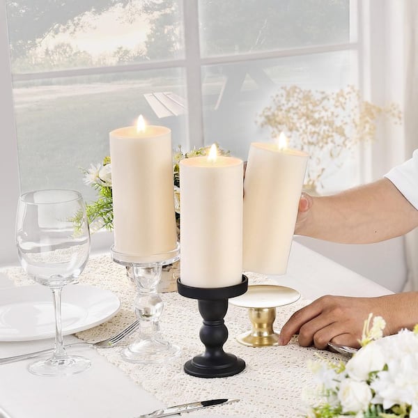 3-Pack White Unscented Pillar Candles, 65-Hours Long Burning Pillar Candle, 3 x 6 in. Smokeless Unscented Candles
