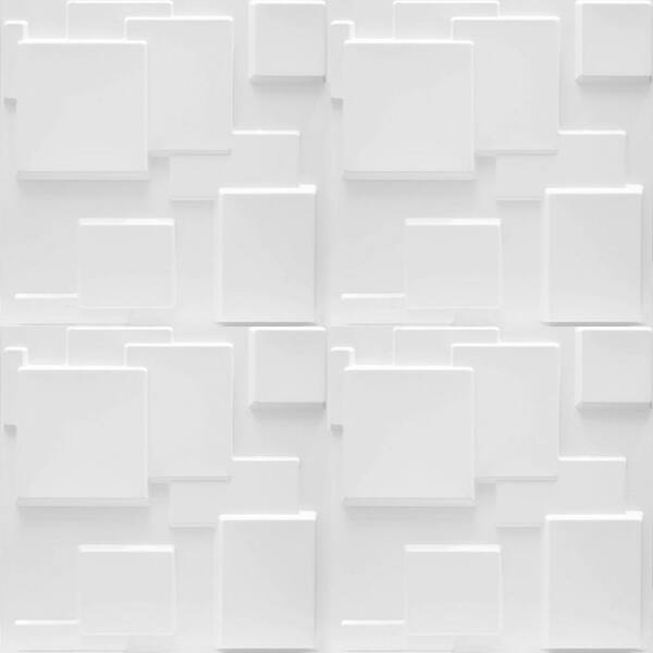 LuxorWare - 19.7 in. x 1 in. x 19.7 in. White PVC Fiber 3D Wall Panels (12-Pack)