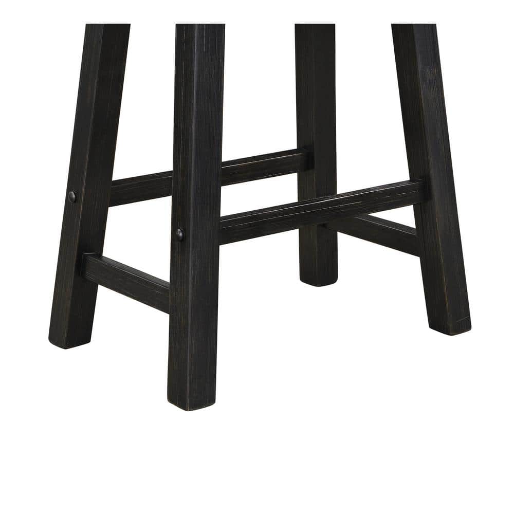 Sonoma 24" Distressed Black Charcoal Backless Saddle Wood Stool