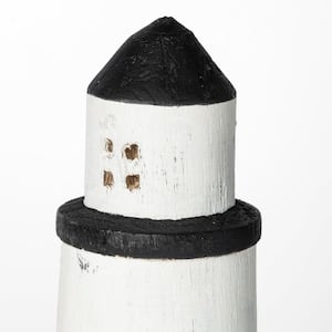 Abner (Large) 4 in. L x 4 in. W White Wooden Coastal Lighthouse