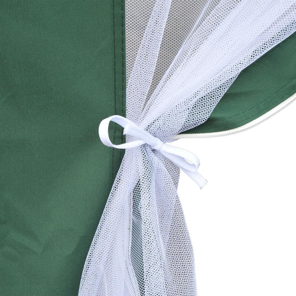 Green Hexagon Steel Frame Outdoor Gazebo with Mesh Screen