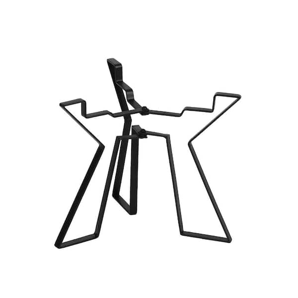 ACHLA DESIGNS 15 in. Tall Black Powder Coat Metal Simple Folding Tabletop and Floor Florence Plant Stand
