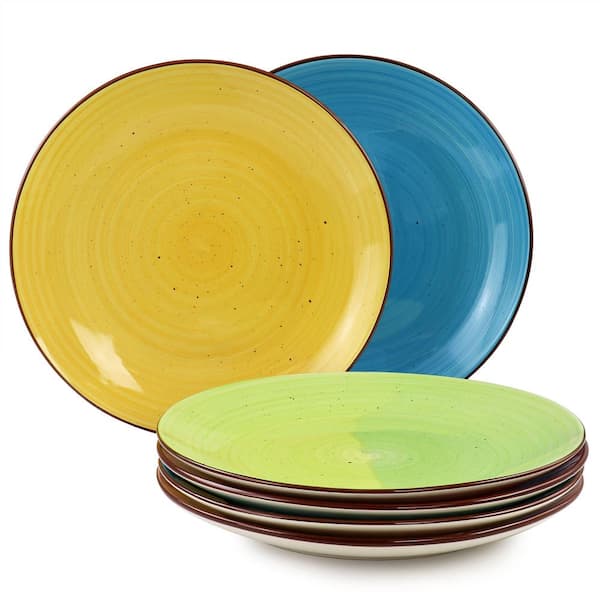 Elama Sebastian 6-Piece Stoneware Dinner Plate Set in Assorted Colors ...