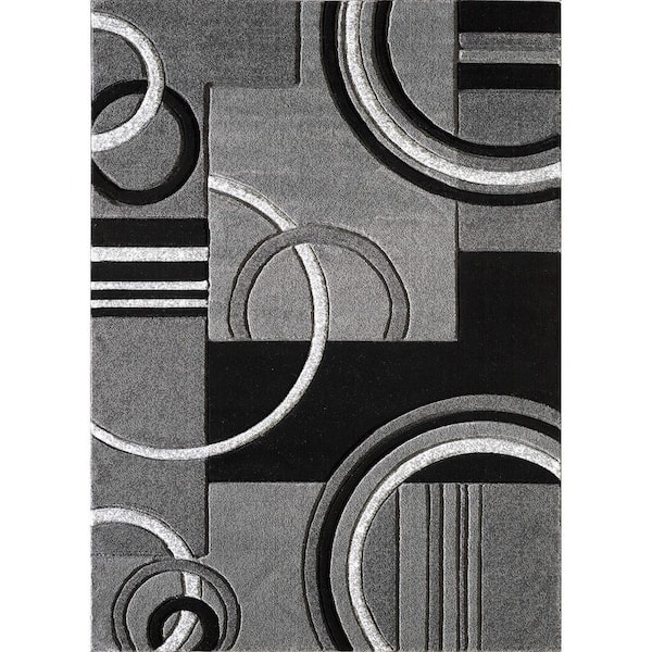 Unbranded Gray Polypropylene 8 ft. x 10 ft. Abstract Indoor Area Rug