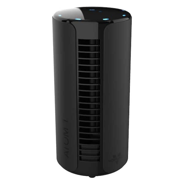 Vornado Atom 10 in. Compact Oscillating Tower Circulator Fan, Black