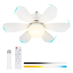 16.5 in. Indoor Socket Light Standard Ceiling Fan with 6 Blades and 3 Speeds Remote Control Function in White