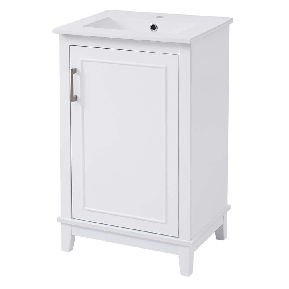 20 in. W x 15.5 in. D x 33.3 in. H Single Freestanding Bath Banity in White with White Ceramic Top and Soft-Close Door price history on PriceWatchPro
