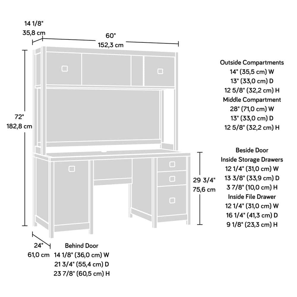 Sindoori Mango Wood Computer Desk with Hutch and Drawers