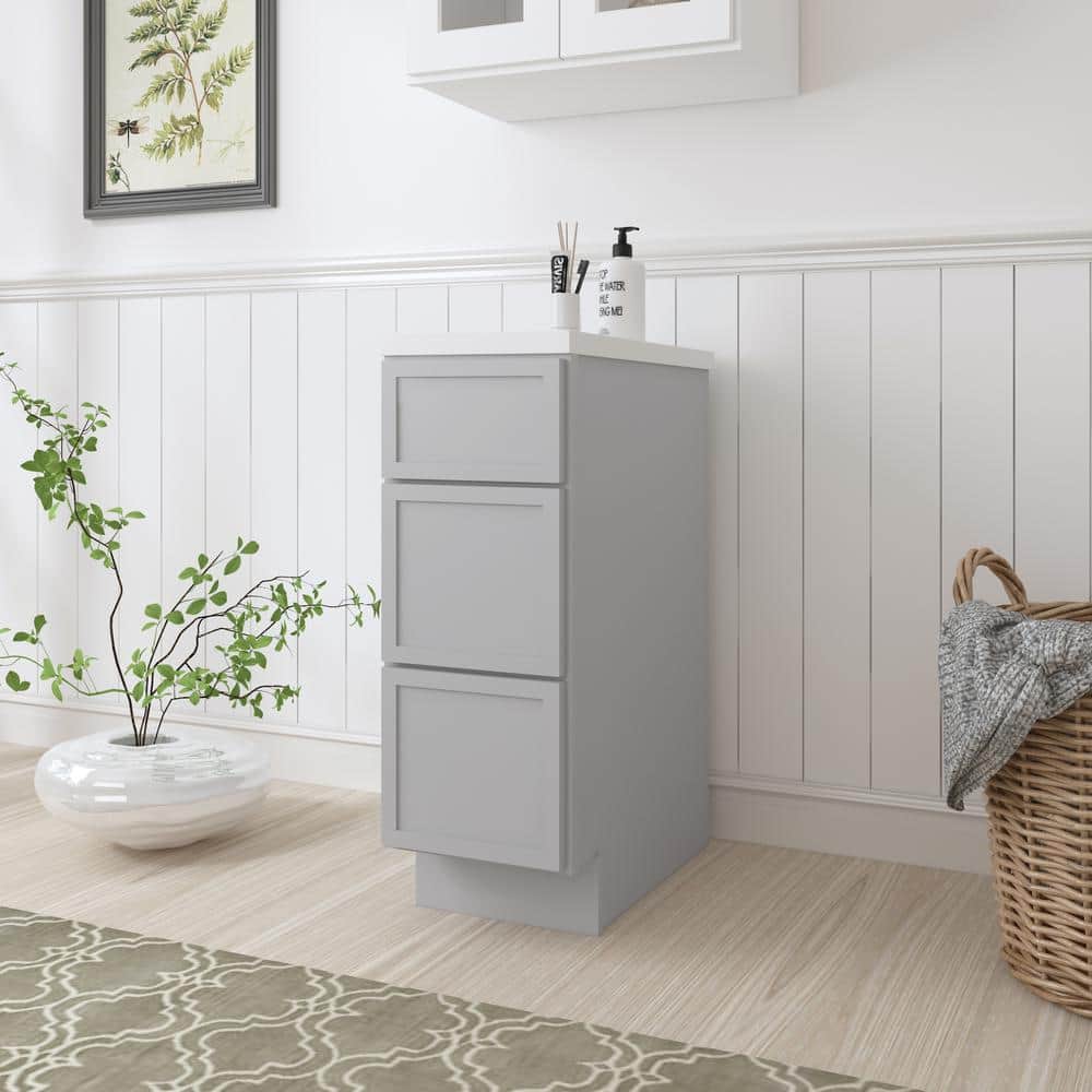 12 in. W x 21 in. D x 32.5 in. H 3-Drawers Bath Vanity Cabinet Only in Gray (Unassembled) price history on PriceWatchPro