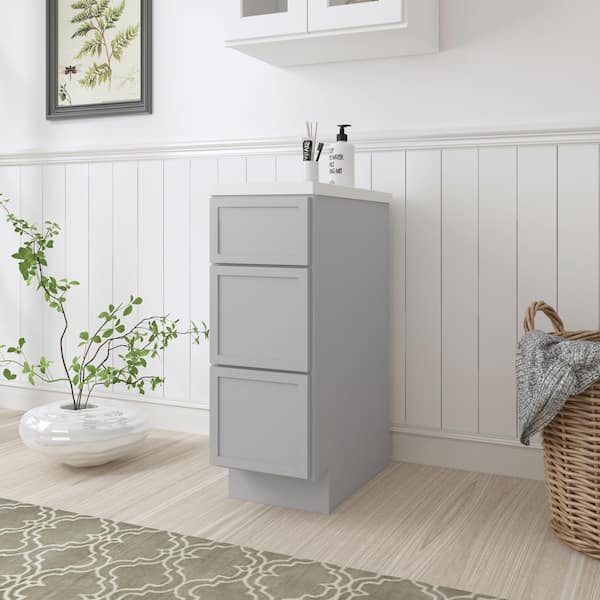 Vanity Art 12 in. W x 21 in. D x 32.5 in. H 3-Drawers Bath Vanity Cabinet Only in Gray