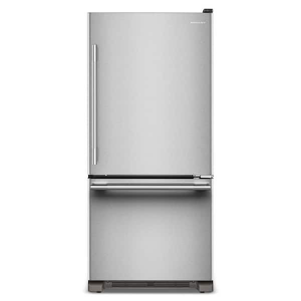30 in. 19 cu. ft. Standard-Depth Bottom Freezer Refrigerator in PrintShield Stainless with Right Door Swing