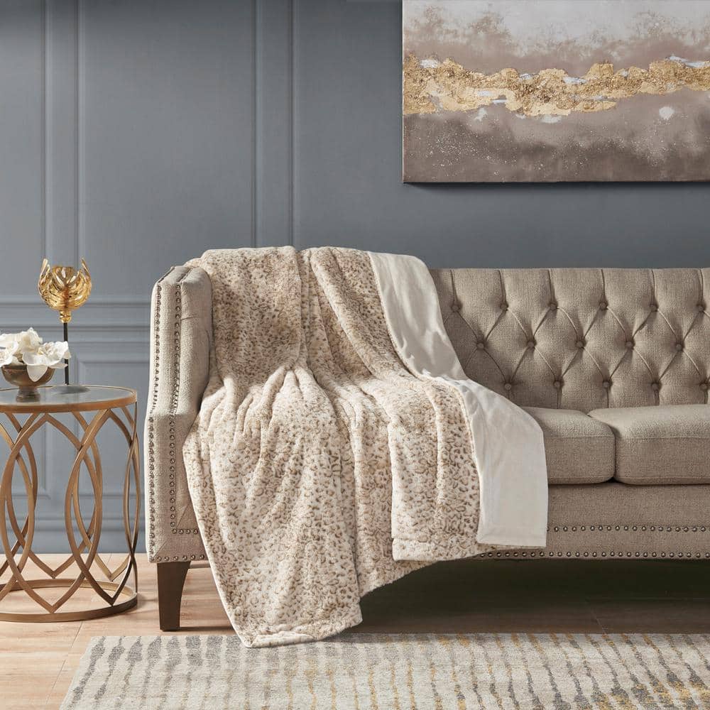 Luxurious Oversized Leopard Faux Fur 60x70" Reversible Throw