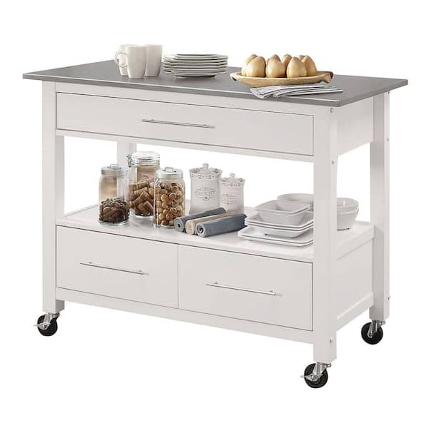 Acme Furniture Ottawa White Kitchen Cart with Storage