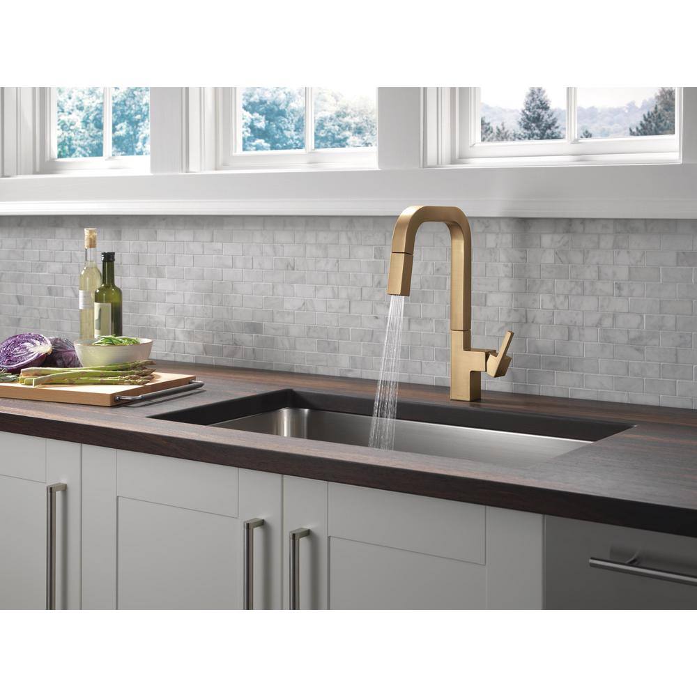 Champagne Bronze Single Handle Pull Down Kitchen Faucet