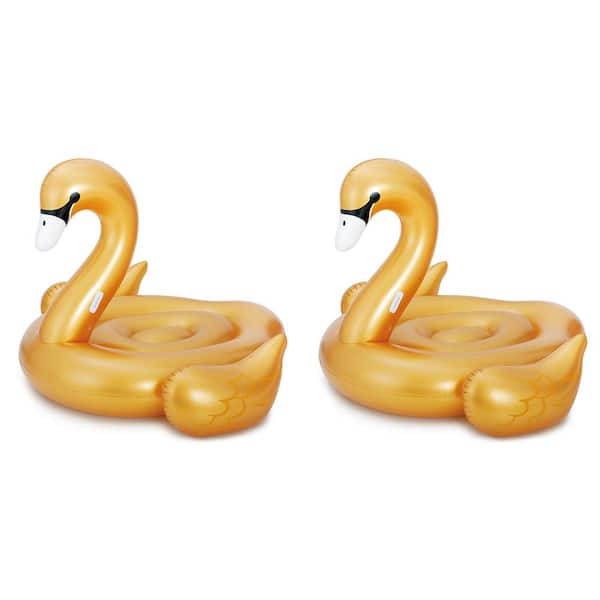 Polygroup Golden Giant Ride-On Swan Inflatable Swimming Pool Float (2-Pack)