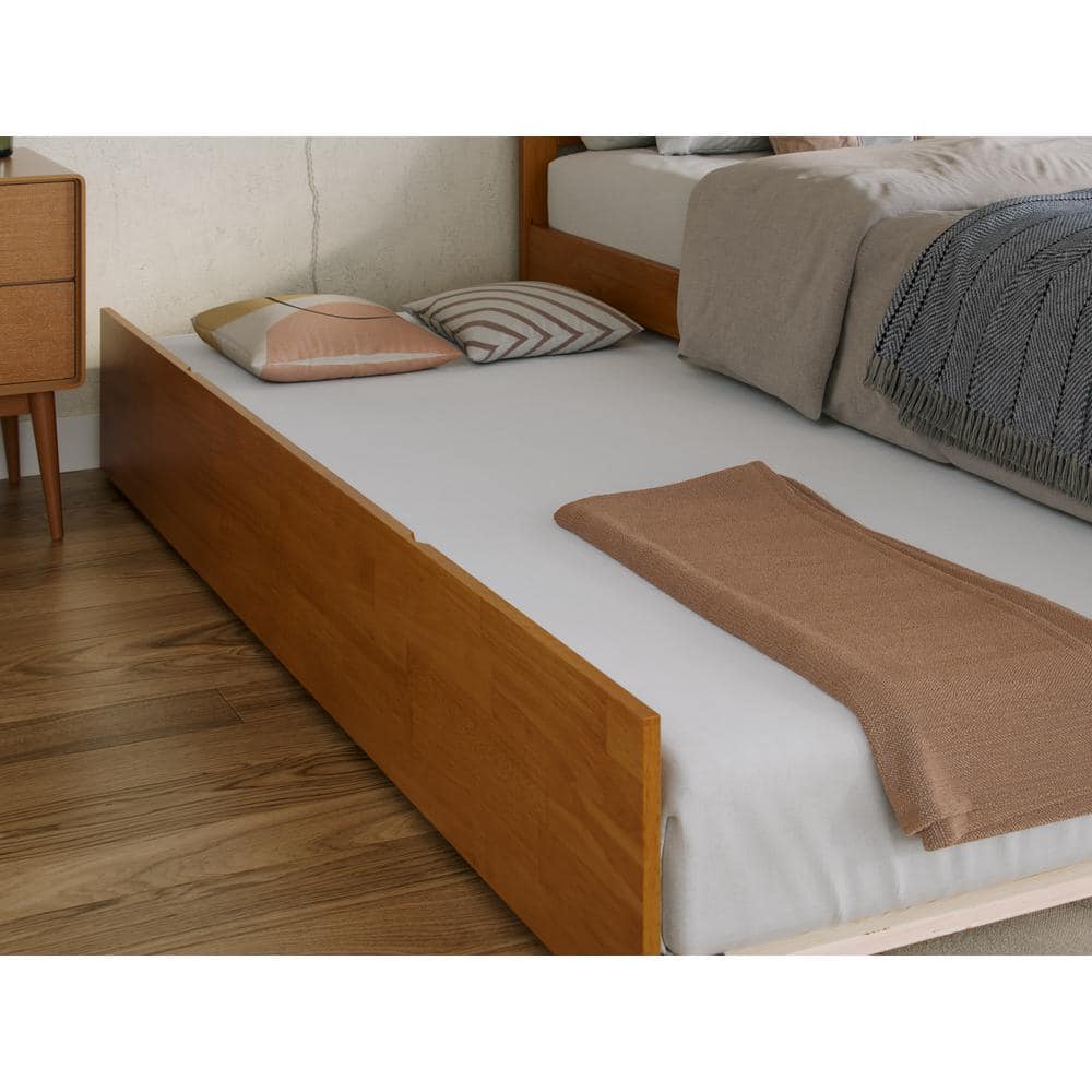 Madison Light Toffee Full Wood Platform Bed with Trundle