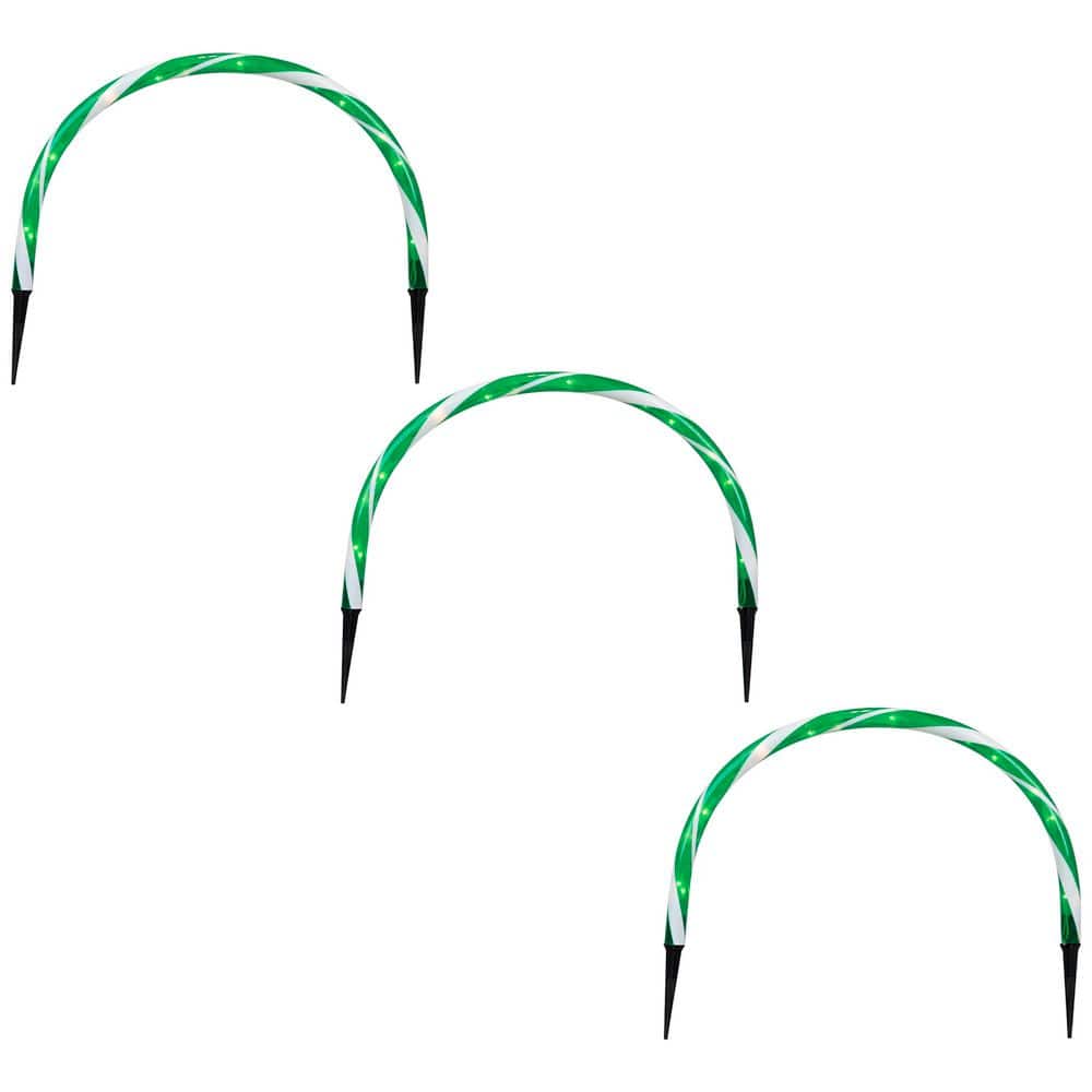 Candy Cane Outdoor Christmas Pathway Lights Arch-Green-Set of 3 price history on PriceWatchPro