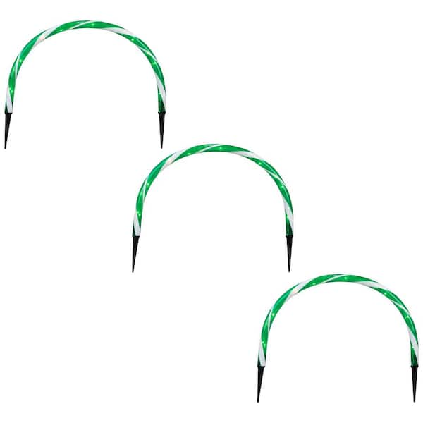 Candy Cane Outdoor Christmas Pathway Lights Arch-Green-Set of 3