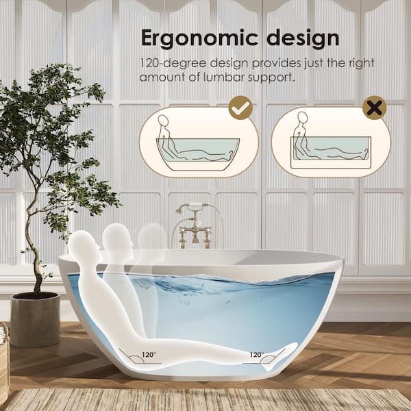 Altair Euston 55 in. x 30 in. Soaking Bathtub with Center Drain in