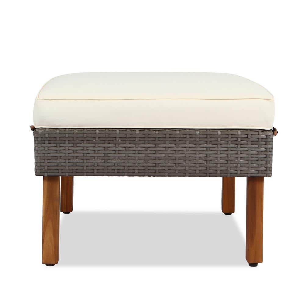 9-Piece Beige Wicker Patio Sofa Set with Iron Frame
