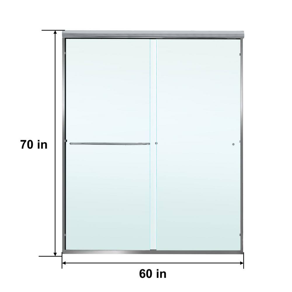 60" Chrome Semi-Frameless Sliding Shower Door with Clear Glass