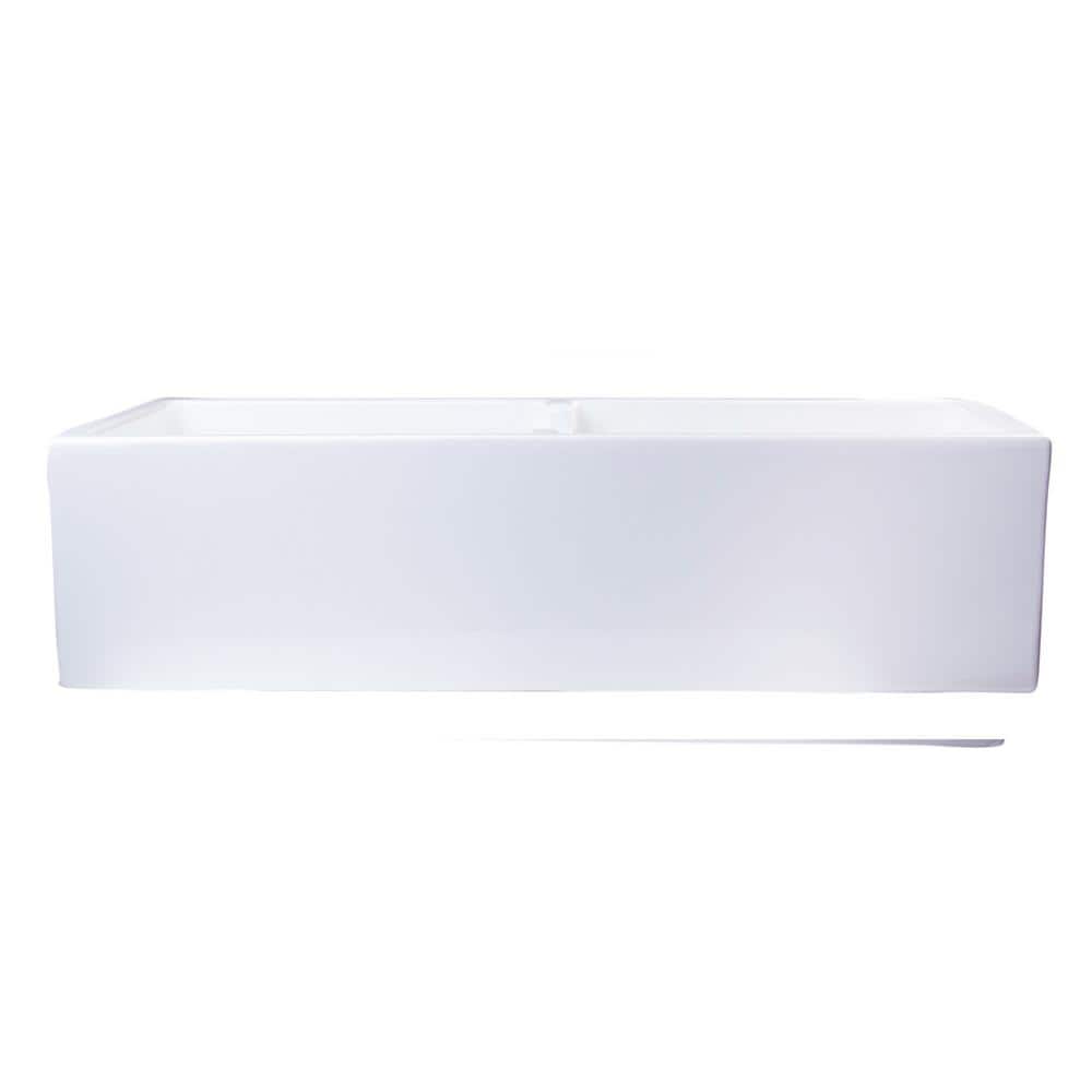 39.5'' White Fireclay Double Bowl Farmhouse Kitchen Sink