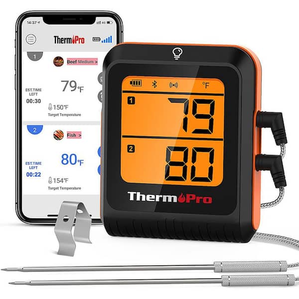 650 ft. Bluetooth Meat Thermometer (iOS/Android) Wireless Grill Thermometer with Dual Probes