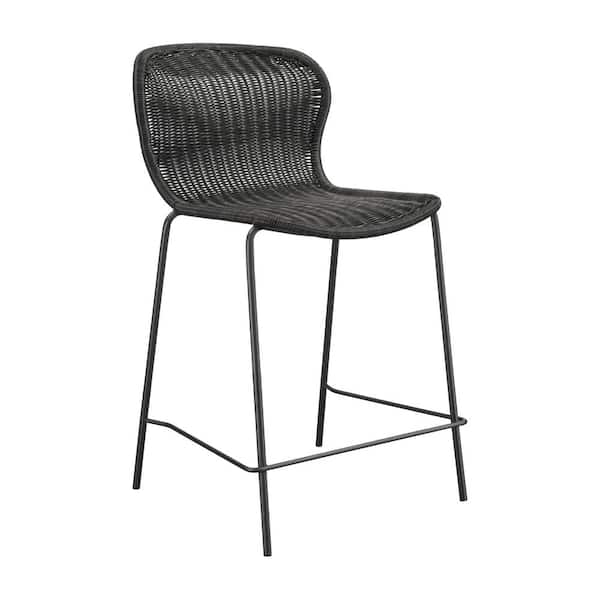 Coaster McKinley 25 in. Brown and Sandy Black Rattan Upholstered Metal Frame Counter Height Stools (Set of 2)