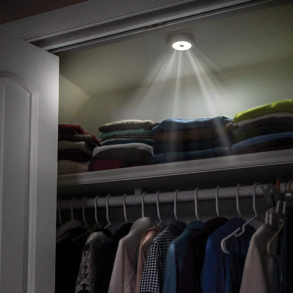 White Motion-Activated Rechargeable LED Ceiling Light with Remote