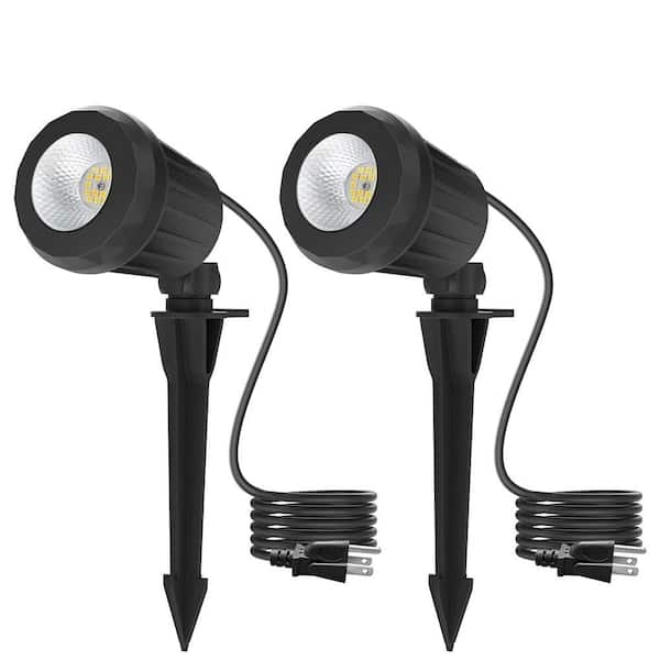 120V Black Plug in Outdoor IP67 Waterproof Spotlight with No Bulbs Included (2-Pack)