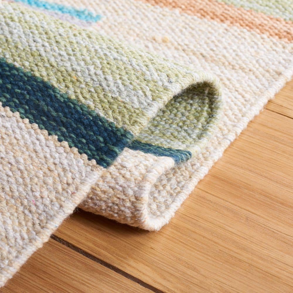 Handmade Brown and Ivory Geometric Cotton 8' x 10' Rug