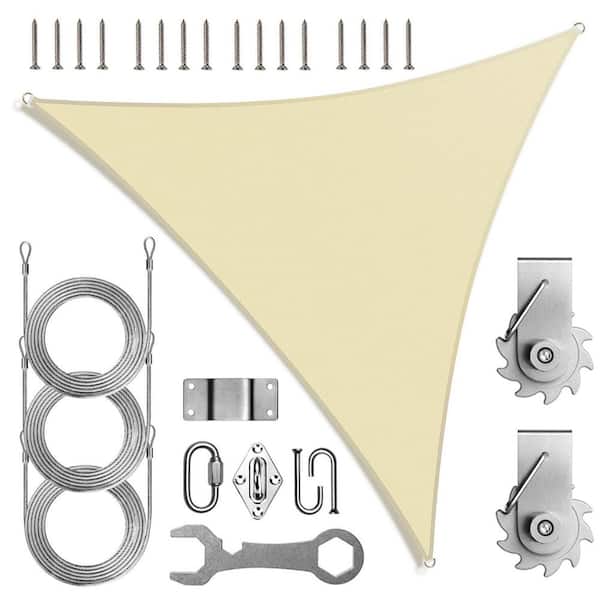 8 ft. x 8 ft. x 8 ft. Triangle Sun Shade Sail with Hardware TAWAL-Beige