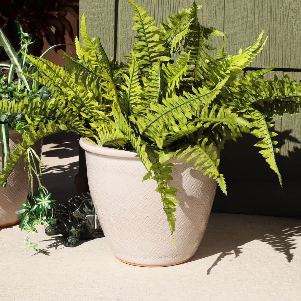 Pearl White Ocean Villa 11.75" Ceramic Indoor/Outdoor Planter Set
