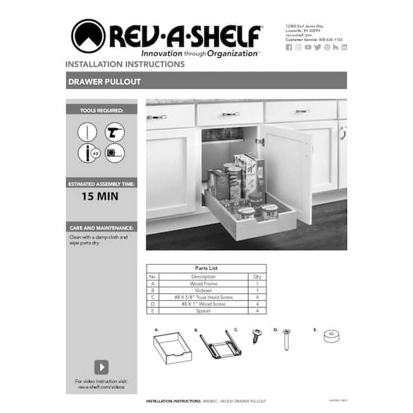 Rev-A-Shelf 11 in. Wood Cabinet Pull Out Drawer (18 in. Depth)  4WDB-1218SC-1 - The Home Depot