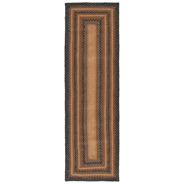 SAFAVIEH Braided Natural/Sage 2 ft. x 8 ft. Border Striped Runner Rug