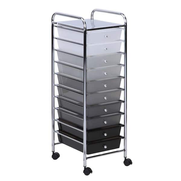 Honey-Can-Do 10-Drawer Rolling Storage Cart, Shaded