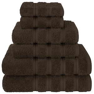 6 Piece Turkish Cotton Bath Towel Set, Chocolate Brown