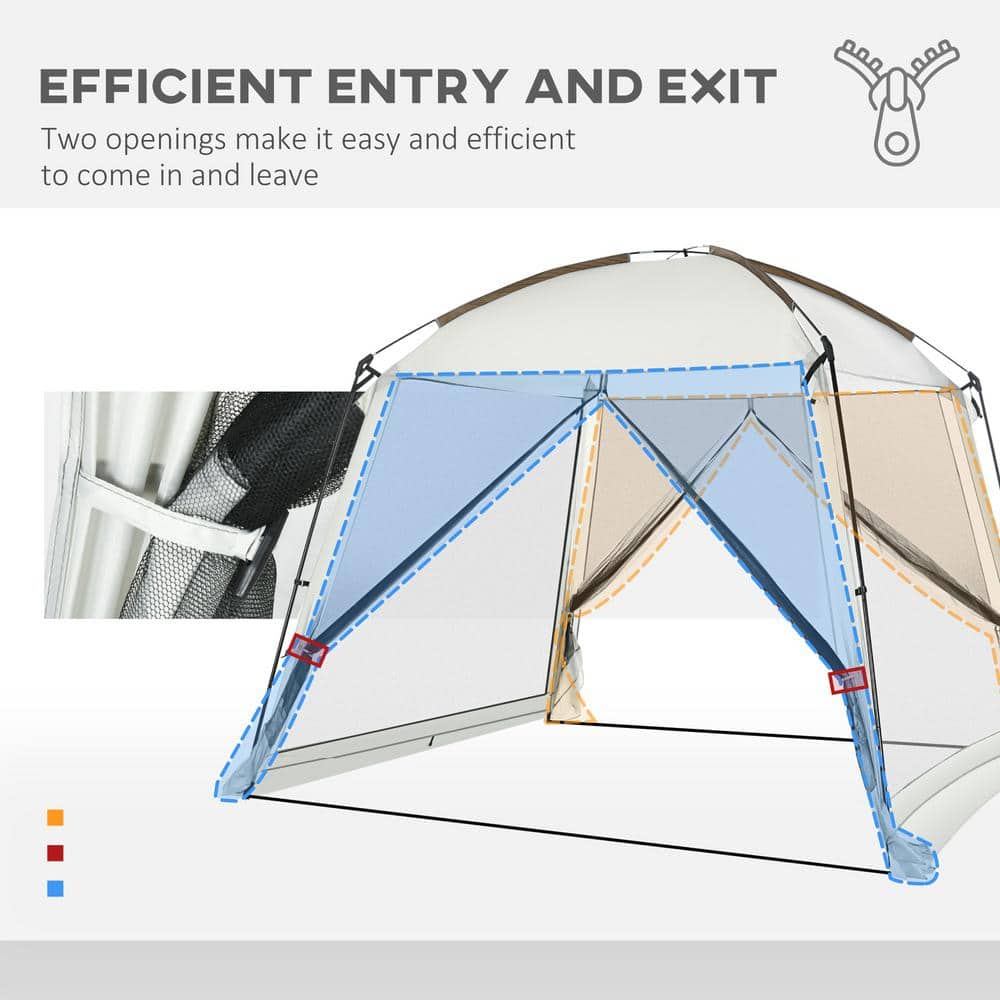 White 8-Person Summer Camping Screen House with Carry Bag