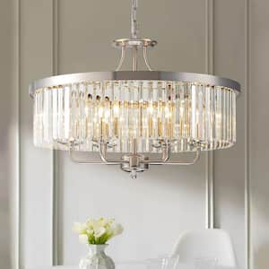 Prescot 6-Light Modern Glam Nickel Drum Crystal Chandelier /Pendant Light