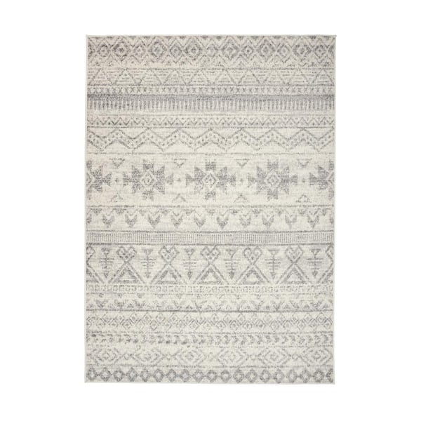 World Rug Gallery Bohemian Distressed Cream 7 ft. 10 in. x 10 ft. Geometric Area Rug