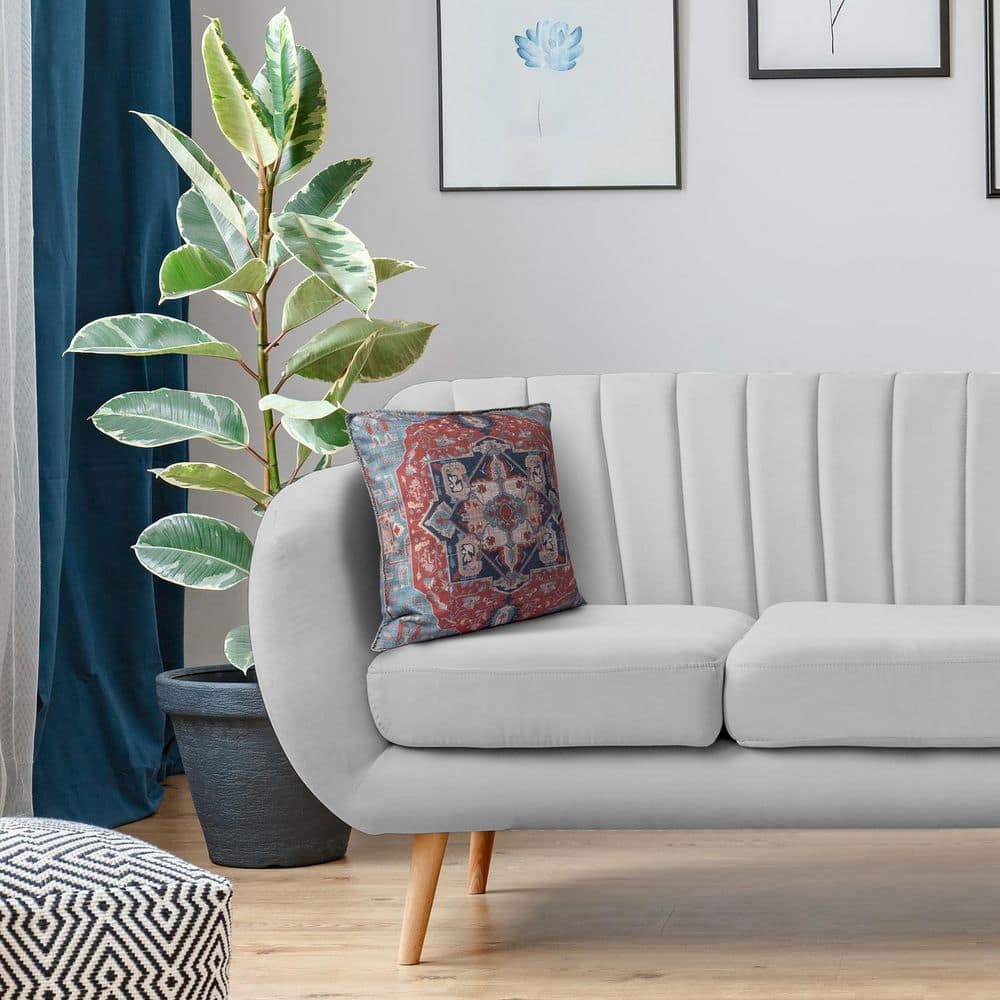 Red and Navy Persian Medallion Square Throw Pillow
