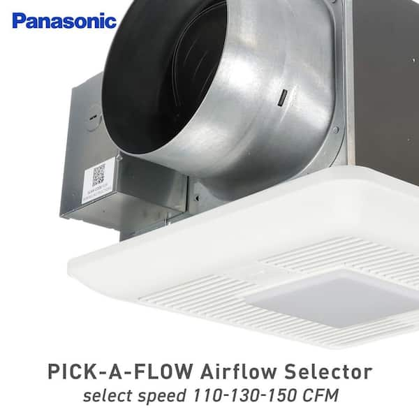 WhisperGreen Select Pick-A-Flow 110/130/150 CFM Exhaust Fan LED Light  Flex-Z Fast Install bracket 6 in. duct adapter