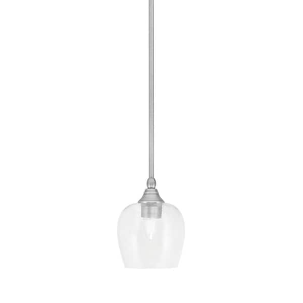 Unbranded Sparta 100-Watt 1-Light Brushed Nickel Shaded Pendant Light Mini Pendant with Clear Bubble Glass and No Bulb Included